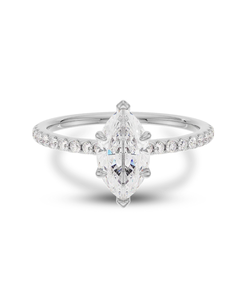 1.0 - 3.0 CT Marquise CVD Lab Grown Diamond Pave Engagement Ring