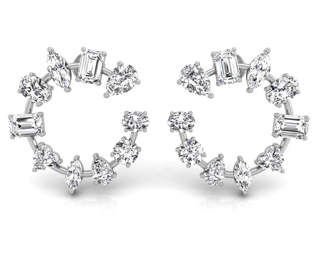 4.74CT Mix Cut CVD Lab Grown Diamond Earrings For Women