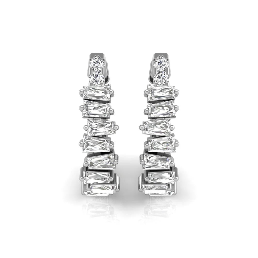 1.0CT Baguette & Round Cut  CVD Lab Grown Diamond Earrings For Her