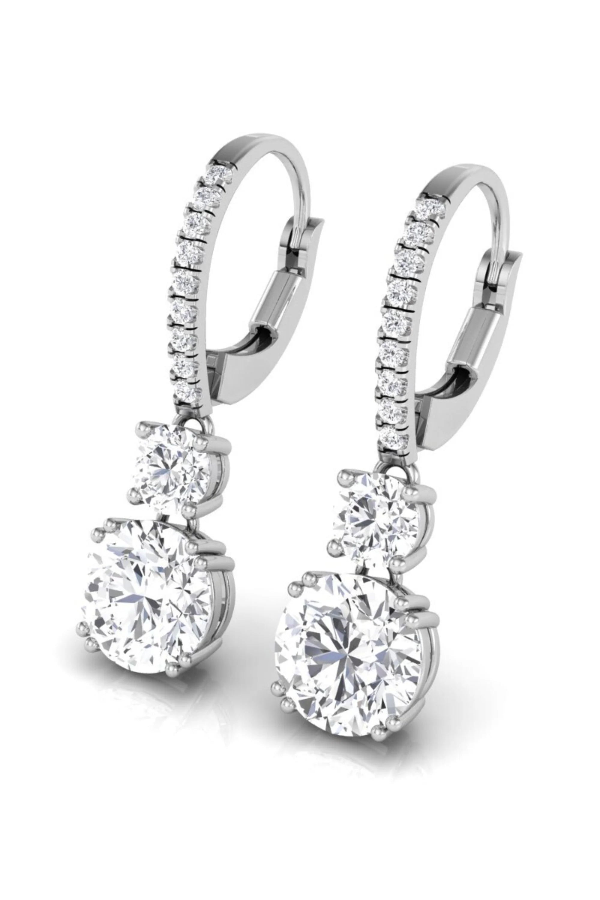 4.0CT Round Cut Two Stone CVD Lab Grown Diamond Earrings For Women