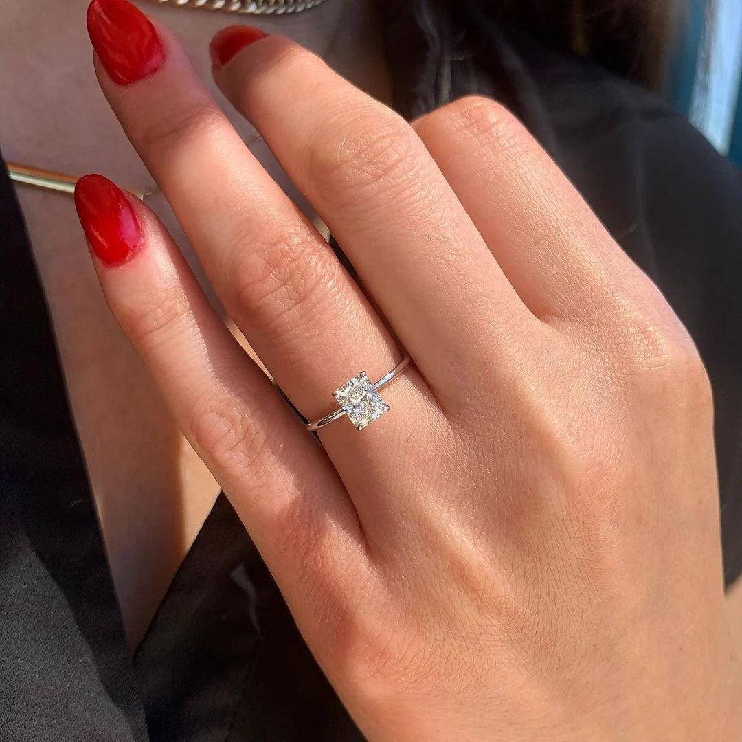 1.80CT Radiant Cut Moissanite Solitaire Engagement Ring